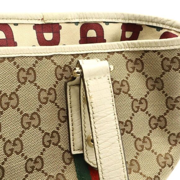 Gucci GG Canvas Sherry Line Tote Bag Shoulder Bag Leather Beige Ivory With - Picture 7 of 8